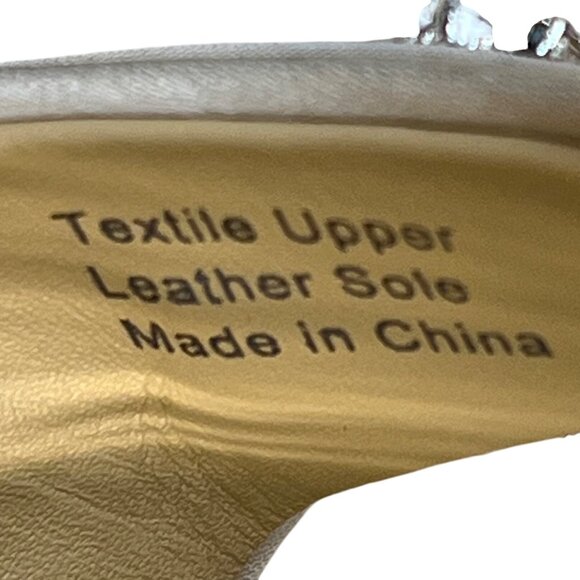 Badgley Mischka Laney Ivory Satin Rhinestone Embellished Heeled Sandals Sz 9 - Picture 5 of 10